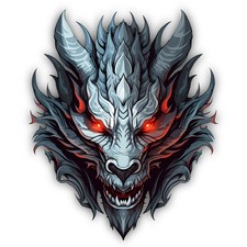 Dragon Head Red Eyes Glowing Color Art Cut To Shape Vinyl Sticker Dragon Head Red Eyes Glowing Color Art Cut To Shape Vinyl Sticker