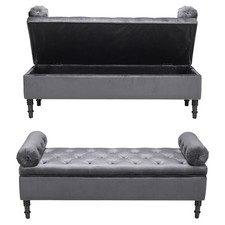Velvet Window Seat Bed End Storage Sofa Chair Chaise Lounge Bench Pouffe Bedroom
