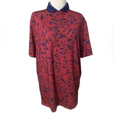 Greyson Polo Shirt Mens Medium Red Stretch Wolf Forest Print Golf