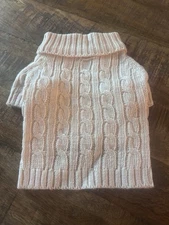 Mark and Graham Knit Dog Sweater Pink Cableknir S