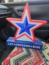 4th Of July Blow Mold Star Red White Blue Let Freedom Ring Summer Light Up Decor