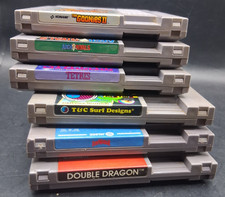 NES Game Lot Double Dragon, Robo Warrior, Goonies 2, Surf, Tetris, Rivals - Work