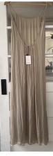 NWT Rosemarine Lined Beige/Champagne Maxi Dress Silk Blend Made In Italy Women M