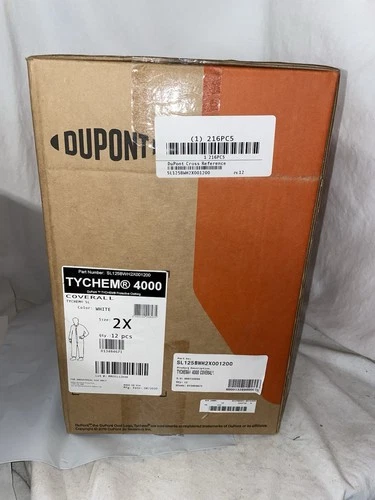 Qty 12 DuPont TYCHEM SL 4000 White Coverall Size 2X - product listing photo