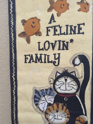 Striscione da parete in tela "A FELINE LOVIN' FAMILY", che ama i gatti da appendere - Foto 6 di 15