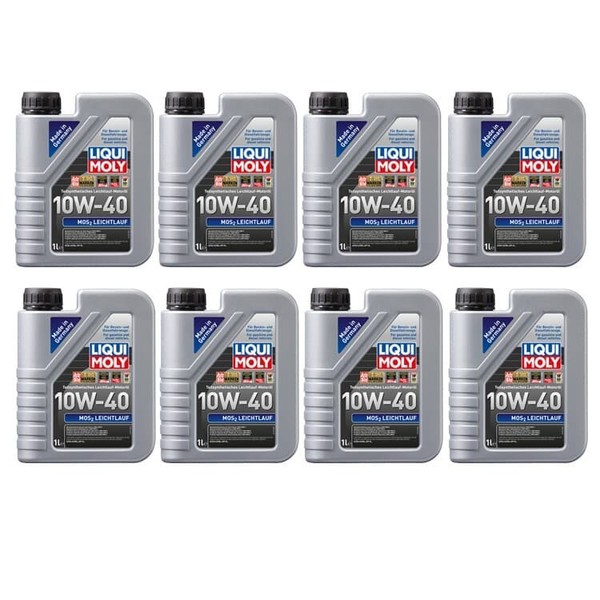 8X 1 Liter Liqui Moly 1091 Mos2 Leichtlauf 10W-40 ÖL MotoröL-image