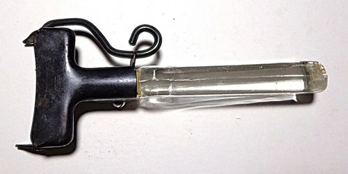 Pyrex Flameware Removable Handle Pot Pan Holder Glass Steel USA Vintage '40/'50s