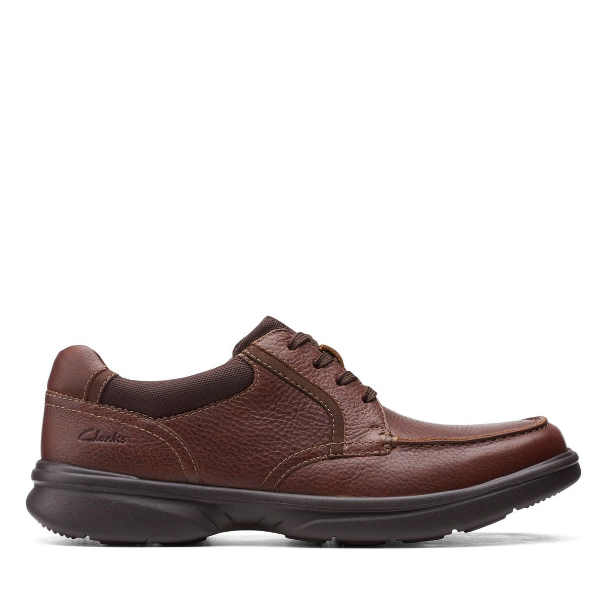 NEW CLARKS men\'s bradley vibe shoes in black tumbled leather Clarks Bradley Vibe Moc Toe Sneaker In Blk Tumble | ModeSens main image 4