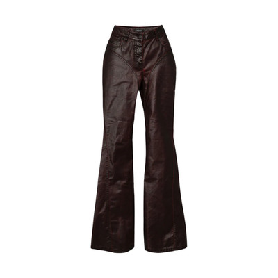 MUGLER Womens Jeans Flared Leg Denim Burgundy High Rise Size 40 RRP 770