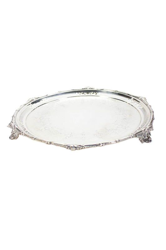Designer Silver Plated Rounded Vintage Tray 13"x13"