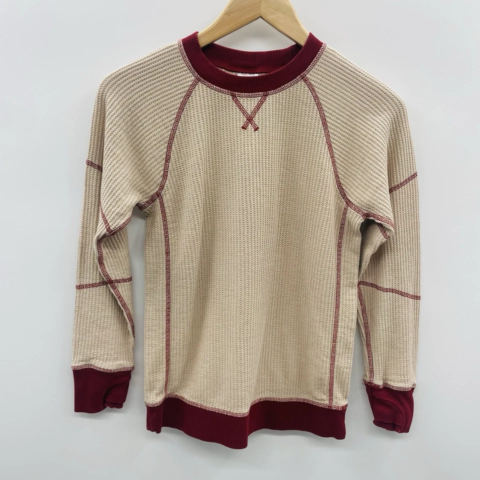 Hanna Andersson Boys Size 10 US Waffle Knit Crewneck Shirt in Khaki Sand $42 141 - Image 2 of 4