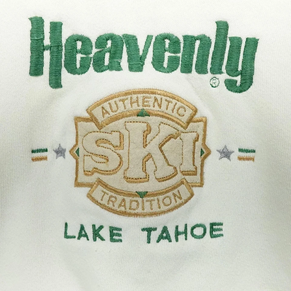 Sudadera de esquí vintage Lake Tahoe Heavenly para mujer XL blanca verde EE. UU. años 90 Foto 2 de 4