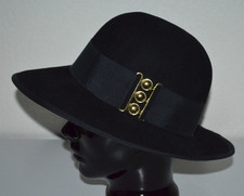 Street Smart By Betmar 100 Wool Hat Black Ribbon Band Gold Buckle Wide Brim USA