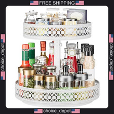 2 Tier Metal Lazy Susan Organizer for Kitchen and Pantry