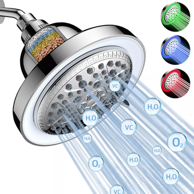 #ad Filtered Shower Head with LED Color Changing 7 Modes High Pressure Rain Shower $28.09