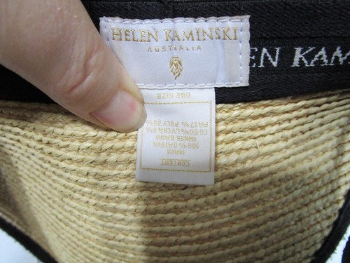 Helen Kaminksi Packable Beige Straw Black Ribbon Wide Brim Visor Sun Hat OS - Picture 10 of 10