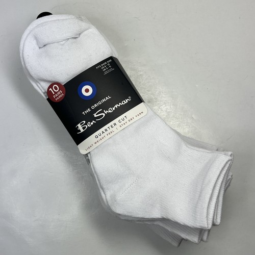 Ben Sherman Viertelschnitt-Socken 10 Paar weiß leicht Tragegefühl trocken bleiben Hof