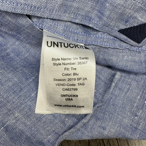 Untuckit XL Tall Blue Linen Long Sleeve Wrinkle Resistant Button Front Shirt - Picture 8 of 12