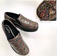 Klogs Naples Paisley Womens Size 7M Slip-On Colorful Patent Work Clogs slip