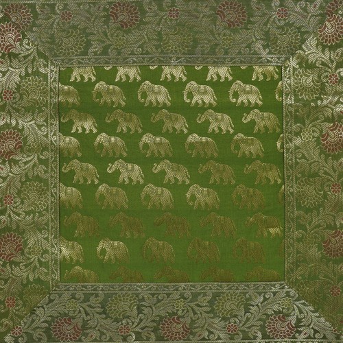 Preeti Home Green And Gold Cushion Cover Brocade Silk 16x16 Inch 40x40 cm 2 pcs - Picture 3 of 6