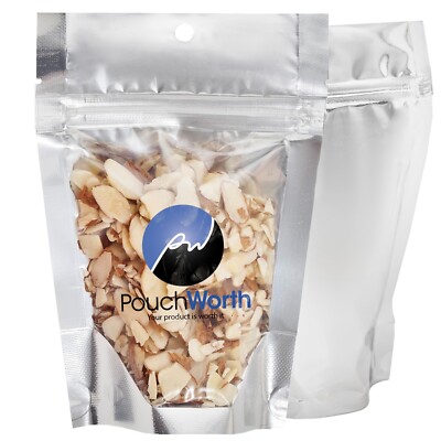 50 pcs Clear/Silver Mylar 4'' x 6'' Stand Up Pouch Zip Lock Smell Proof Bags