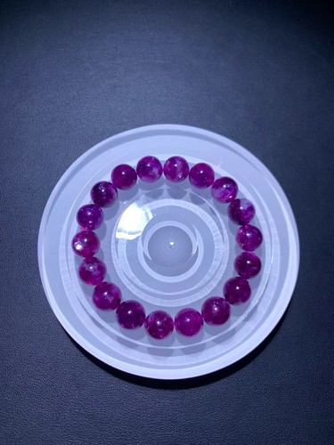 Pulsera de piedras preciosas de cristal de cuarzo púrpura natural de 10,2 mm - Imagen 7 de 9