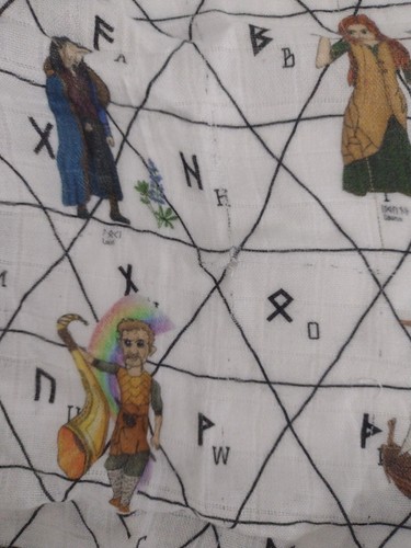 Swaddle Blanket Viking Themed Fabric Gauzey Norse Baby Mythology Print With Flaw - Picture 10 of 15