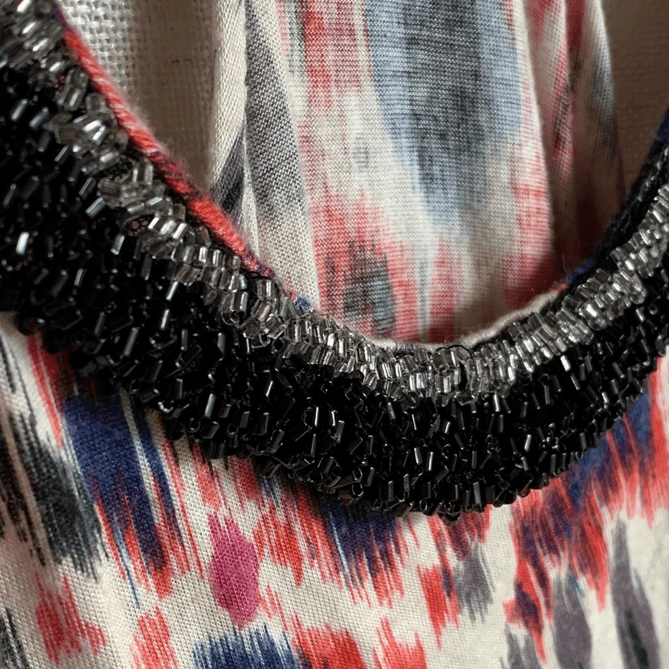 Camiseta sin mangas Coachella con estampado animal espalda cruzada para mujer M soprano con cuentas Y2K Festival Foto 3 de 4