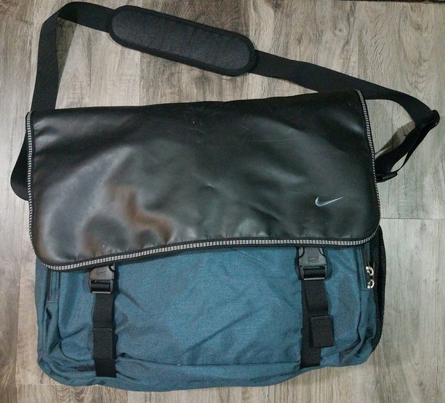 Vintage Nike Crossbody Laptop Messenger Bag Black Green Backpack