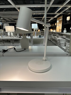 Ikea NYMANE Work Desk Table Lamp w Charging Base Steel