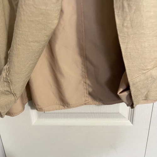 Ann Taylor Womens Tan Linen Blend Pockets Lined Modest Midi Skirt Size 4 Petite - Picture 4 of 7