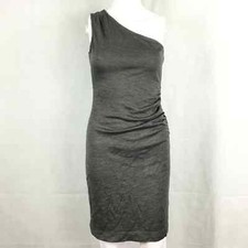 Banana Republic Dress Womens Sz 2 Gray Wool Stretch Knit One Shoulder Bodycon