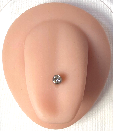 Clear Gem Internally Threaded 14g or 16g Barbell Tongue, Tragus, Nipple Ring - Picture 5 of 6