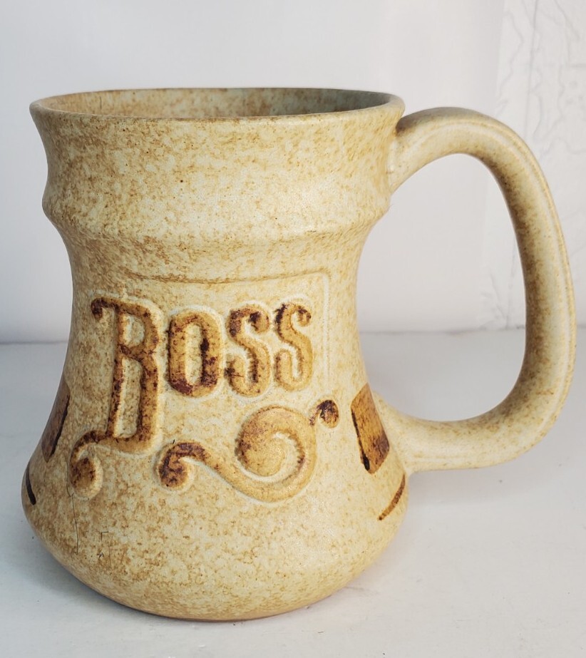 Pottery Craft USA "BOSS" Mug Coffee Cup Stoneware Art Pottery Mid Century  1970s | eBay