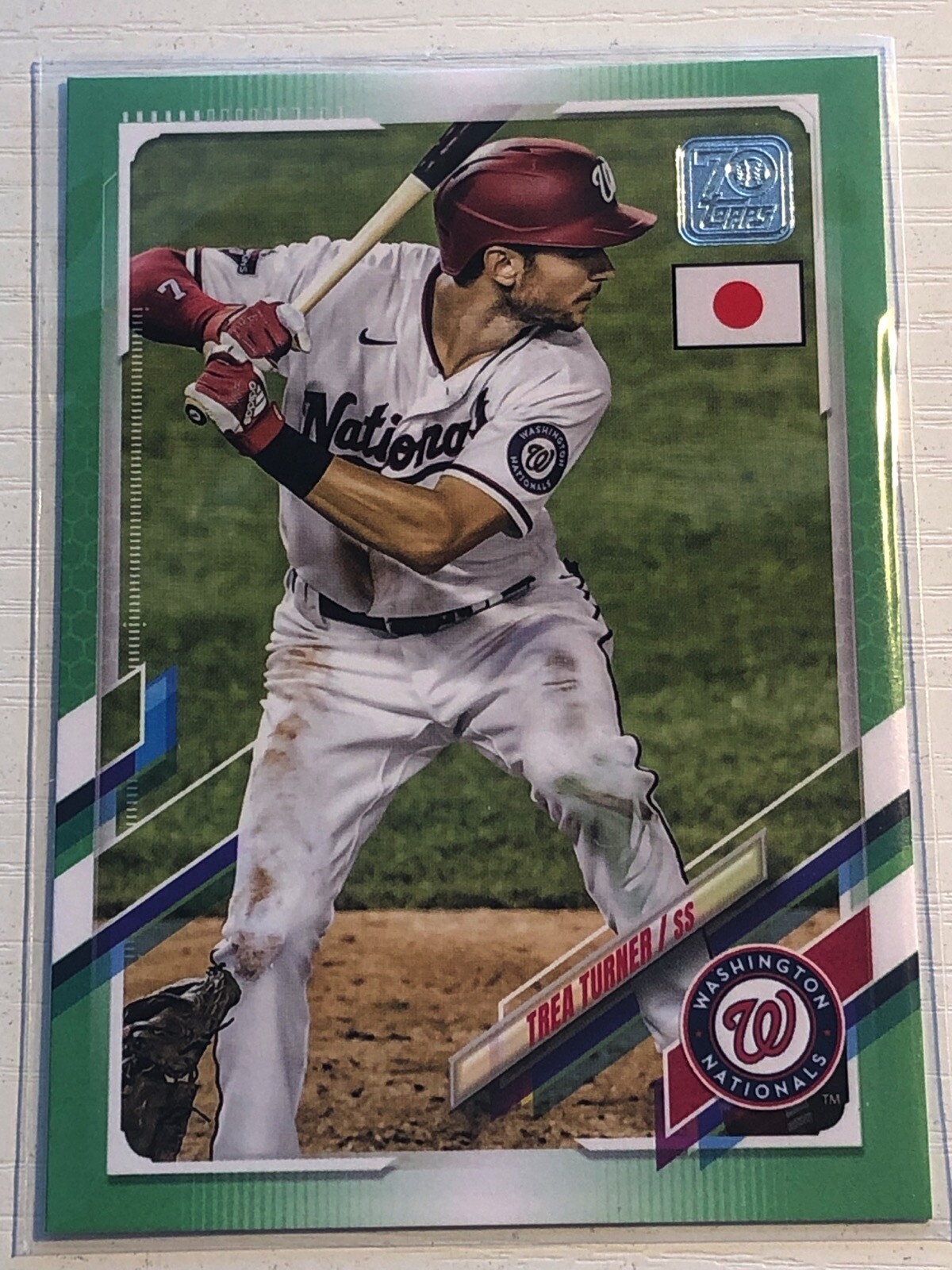 2021 Topps Japan Edition Jade Green Parallel /75 Trea Turner Nationals 187