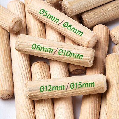 Holzdübel Ø 5mm-15mm / Länge 20-150mm - Riffeldübel Buche Holz Dübel Holzstifte