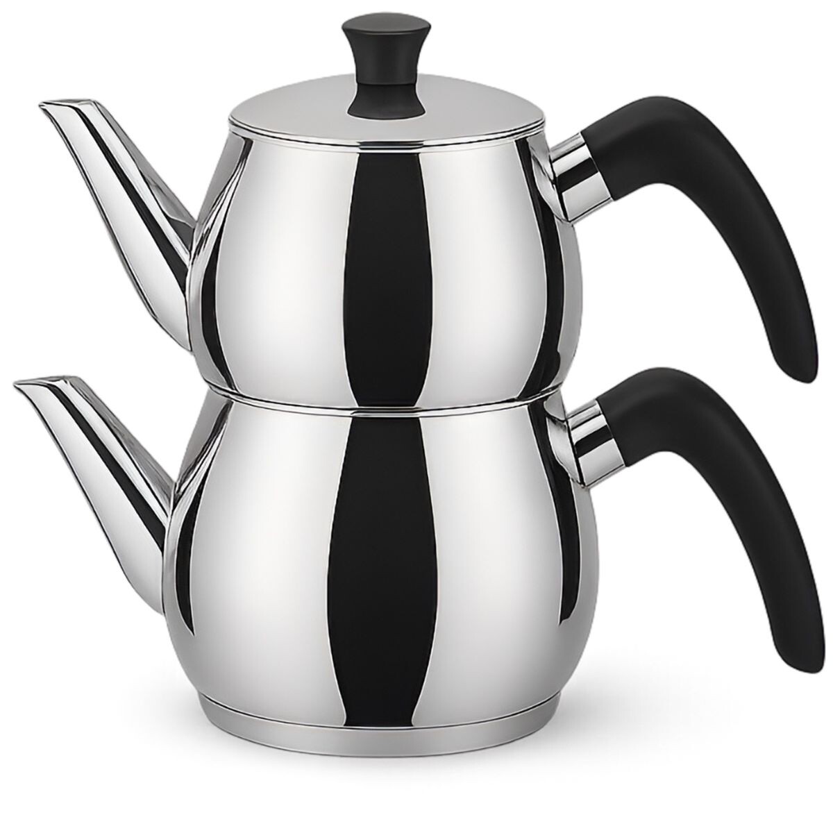 Caydanlik Teekanne Edelstahl 2-stöckig – Türkischer Teekocher induktionsgeeignet