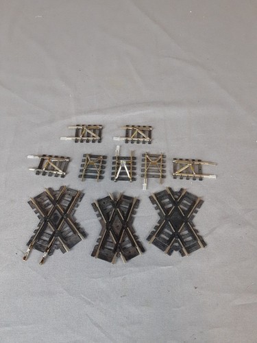 Atlas HO Scale Nickel Silver 60 Degree CROSSING TRACK Lot Of 3 + 7 Track Bumpers - Picture 1 of 8
