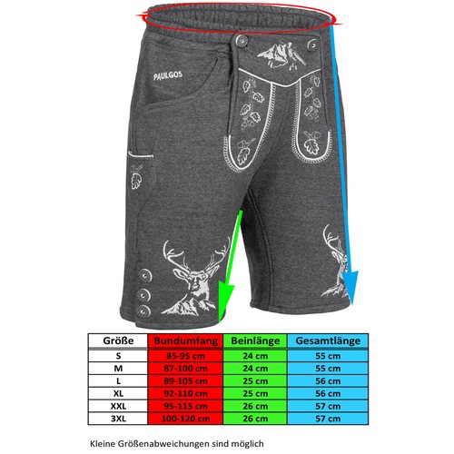 PAULGOS Herren Trachten Jogginghose, Optik Trachten Lederhose, Kurz JOK4 - Bild 7 von 7