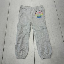 Frendz Grey Be Happy Smiley Face Graphic Sweatpants Joggers Girls Size 5-6Y 53cm