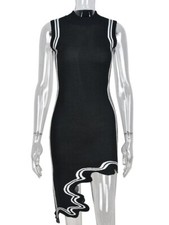 Women Knitted Sexy Sleeveless Asymmerical Sexy Bodycon Club Party Mini Dress #P