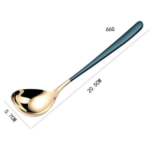 Soup Spoon 304 Stainless steel Long Handle Round Dinner Spoons Ladle Multicolor - Picture 29 of 30