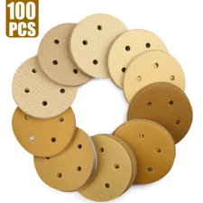 100-PACK 5 inch Sanding Discs 5-Hole Hook Loop 60-1000 Grit Assorted Sanderpaper