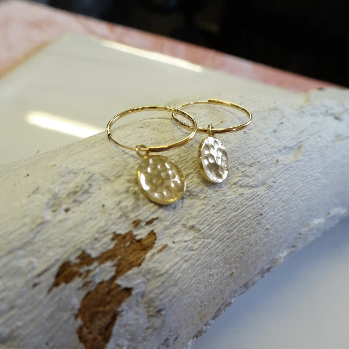 9ct gold hotsell charm hoop earrings