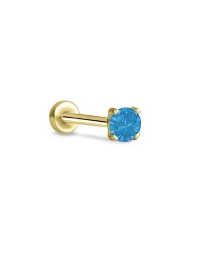 Threadless Labret Nose Ring Monroe Push Pin Yellow Gold Steel 2.5mm Prong CZ - Picture 5 of 14