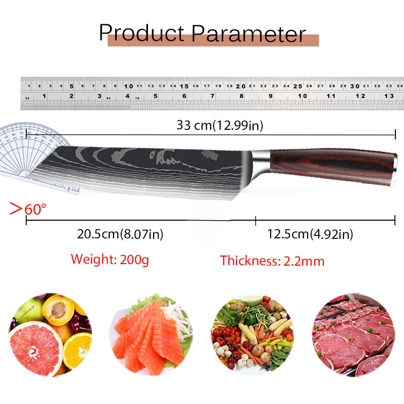 8" Damascus Stainless Steel Japanese Kirisuke Chef's Kitchen Knife Cleaver