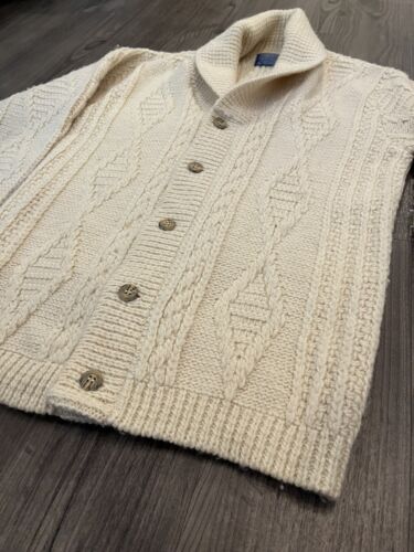 Vintage 80’s Pendleton Cable Knit Wool Shawl Collar Cardigan Size M USA Made - Picture 3 of 10