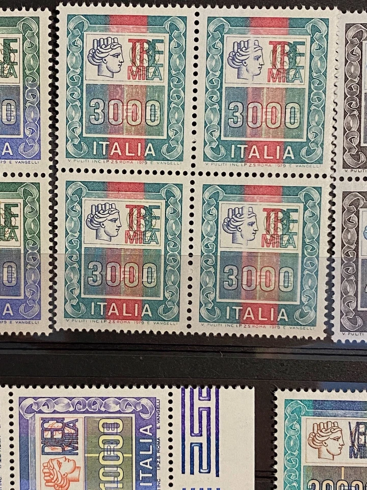 ITALIA 1978-1987 -SERIE ALTI VALORI (da1500 a 20000 £) IN QUARTINE - MNH - Immagine 4 di 4
