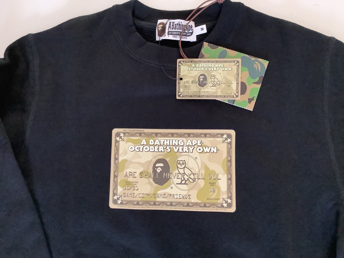 AUTHENTIC A BATHING APE Bape x OVO CARD CREW NECK CREWNECK