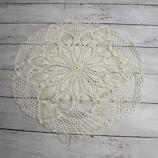 Vintage Handmade Crocheted Lace Doilie Round Cotton Needlework Doily